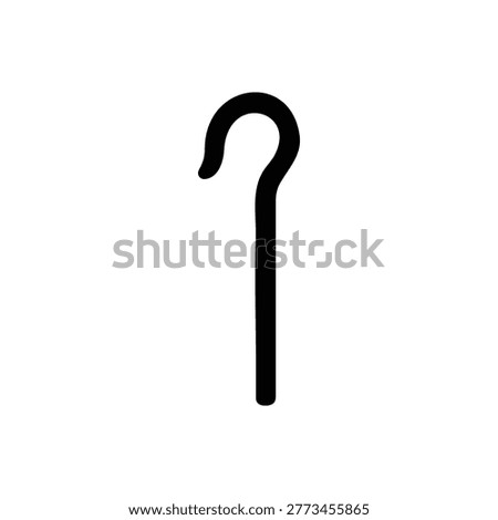 Shepherd crook stick silhouette icon vector flat design.