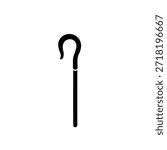 Shepherd crook stick silhouette vector flat design on white background.