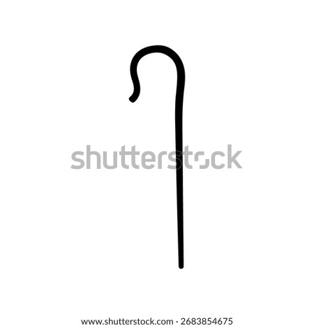 Shepherd crook stick silhouette vector flat illustration design.
