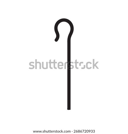 Shepherd crook stick silhouette vector flat illustration design on white background