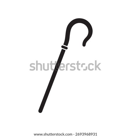 Shepherd crook stick silhouette vector on white background