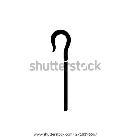 Shepherd crook stick silhouette vector flat design on white background.