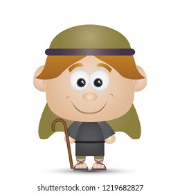 Shepherd Cute cartoon Christmas Character Isolated Vector Illustration
