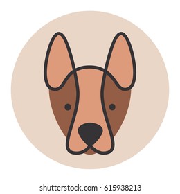 Shepherd. Dog head contour. Color. Logo, emblem, vector illustration