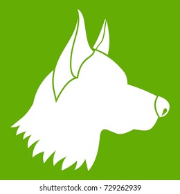 Shepherd dog icon white isolated on green background. Vector illustration