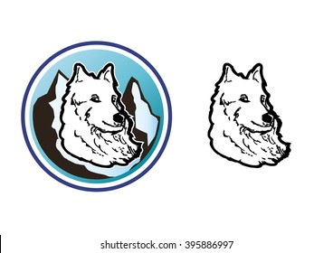 Shepherd dog in the mountains vector, layered file for easy edit. With and without background.