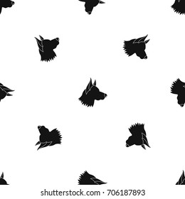 Shepherd dog pattern repeat seamless in black color for any design. Vector geometric illustration
