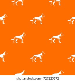 Shepherd dog pattern repeat seamless in orange color for any design. Vector geometric illustration