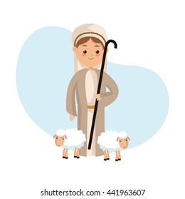 Shepherd icon. Merry Christmas design. Vector graphic