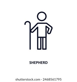 shepherd icon. Thin line shepherd icon from people and relation collection. Outline vector. Editable shepherd symbol can be used web and mobile