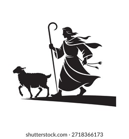 Schäferhund, der ein Lamm führt, eine symbolische Darstellung von Führung und Glauben