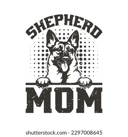 Shepherd Mom T-Shirt Design, Posters, Greeting Cards, Textiles, and Sticker Vector Illustration