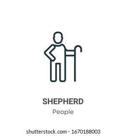Shepherd outline vector icon. Thin line black shepherd icon, flat vector simple element illustration from editable people concept isolated stroke on white background