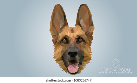 Shepherd in a polygon style. Fashion illustration of the trend in style on gray background. Farm animals. portrait of a dog.