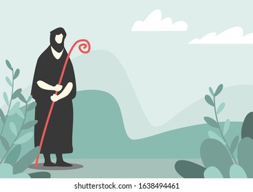 Shepherd, white background, used for media design It is a vector image style.