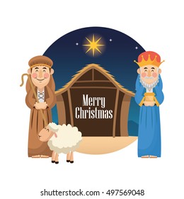 Shepherd and wise man cartoon design 