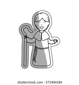Shepherdess cartoon character icon vector illustration graphic design