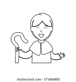 Shepherdess cartoon character icon vector illustration graphic design