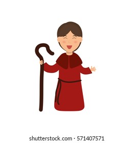 Shepherdess cartoon character icon vector illustration graphic design