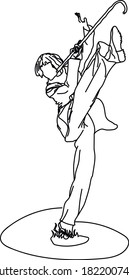 pastores bailando sobre una ilustración de suelo en blanco y negro