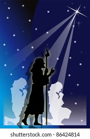 shepherds' illustration with starry blue bottom