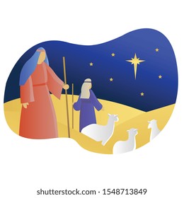 Shepherds looking for a star in the night sky