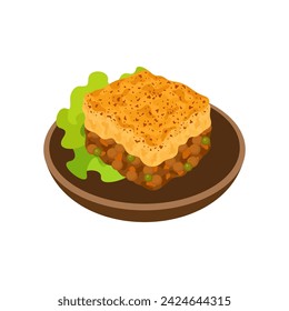 Shepherds Pie, British cuisine dish vector illustration