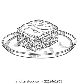 shepherds pie british or england food cuisine isolated doodle hand drawn sketch with outline style