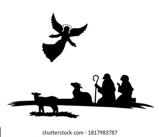 angels and shepherds clipart