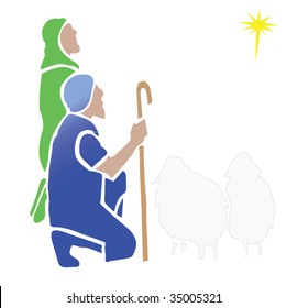 Shepherds Watching the Christmas Star in vector format.