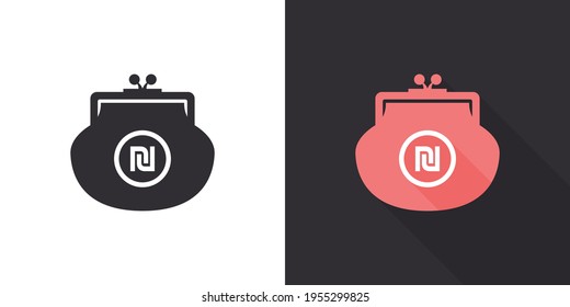 Sheqel wallet icon. Purse icon. Wallet icon design template. Vector illustration