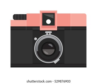 Sherbet Pink and Black Retro Analog Camera, Classic LoFi Film, Vintage Photography Clip Art Set