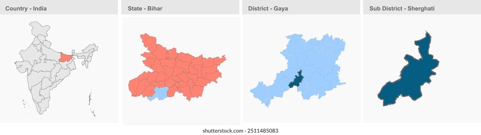 Mapa de Sherghati (Distrito de Gaya, Estado de Bihar, República de la India), Distrito de Gaya, Estado de Bihar, República de la India, Gobierno de Bihar, Territorio de la India, India oriental, política, aldea, turismo