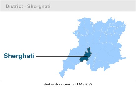 Mapa del subdistrito de Sherghati, Distrito de Gaya, Estado de Bihar, República de la India, Gobierno de Bihar, Territorio indio, India oriental, política, aldea, turismo