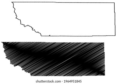 Sheridan County, State of Wyoming (U.S. county, United States of America, US) map vector illustration, scribble sketch Sheridan map