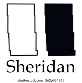 Sheridan (Nebraska) city map with black border outline vector