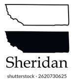Sheridan (Wyoming) city map with black border outline vector