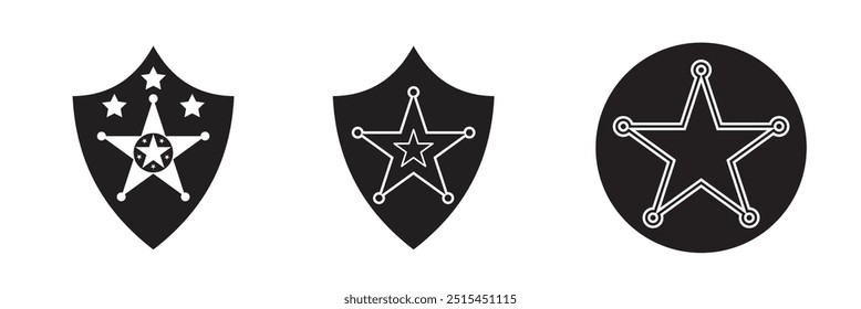 Sherif star icon for apps and web sites. Sherif icon vector set with shields.