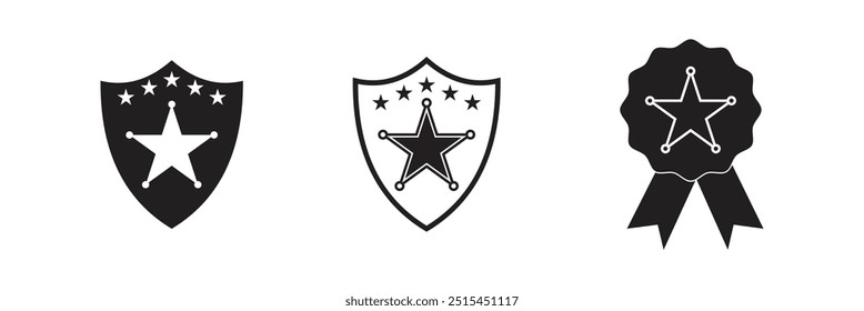 Sherif star icon for apps and web sites. Sherif icon vector set with shields.