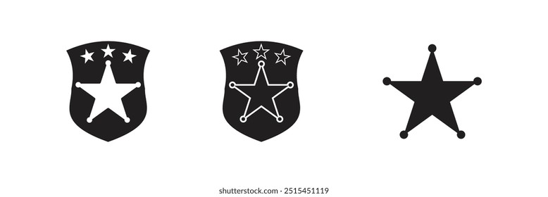 Icono de estrella de Sherif para App y Sitios web. Conjunto de Vectores de iconos Sherif con escudos.