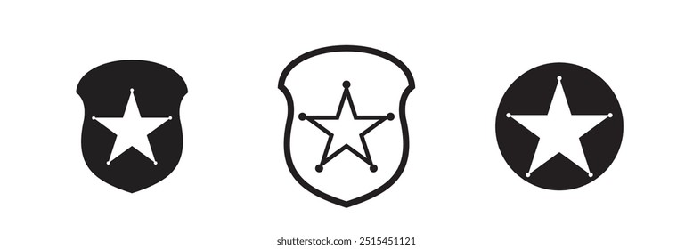 Sherif star icon for apps and web sites. Sherif icon vector set with shields.