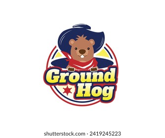 Sherif Western Ground Hog Logo Design Template