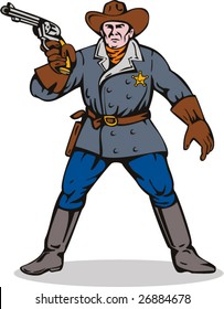 Sheriff aiming a gun