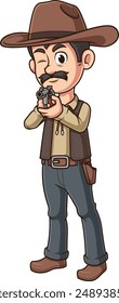 Sheriff aiming with his pistol vector illustration