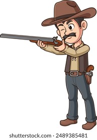Sheriff aiming with a shotgun vector illustration