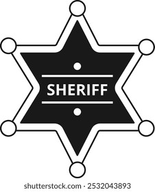 Sheriff badge black icon. Guard star label