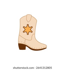 Sheriff badge cowboy boot illustration icon