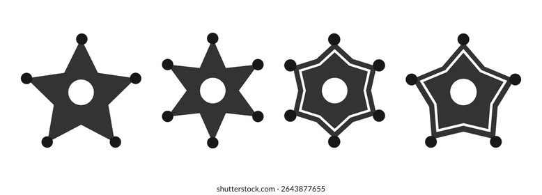 Ícone plano do emblema do xerife. Logotipo preto em um fundo branco.