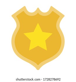 Sheriff badge, golden shield with star vector icon flat isolated.