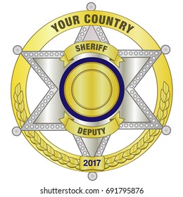 Sheriff badge golden and silver svg